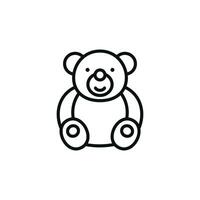 Bear doll line icon isolated on white background vector