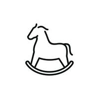 Rocking horse line icon isolated on white background vector