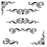 Vector illustration of decorative corner frame set. Hand Draw of Corners Different Shapes Flower Decoration Vector Design Doodle Sketch Style for Wedding and Banner.