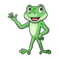 Cute frog cartoon on white background vector