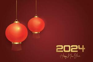 Chinese Lunar New Year festival 2024 celebration, Happy New Year background decorative elements. vector