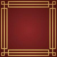 Vector chinese frame border, rectangle and circle design on red background