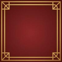 Vector chinese frame border, rectangle and circle design on red background