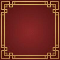 Vector chinese frame border, rectangle and circle design on red background