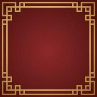 Vector chinese frame border, rectangle and circle design on red background