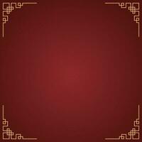 Vector chinese frame border, rectangle and circle design on red background