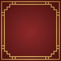 Vector chinese frame border, rectangle and circle design on red background