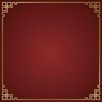 Vector chinese frame border, rectangle and circle design on red background