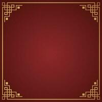 Vector chinese frame border, rectangle and circle design on red background