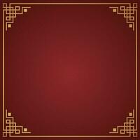 Vector chinese frame border, rectangle and circle design on red background