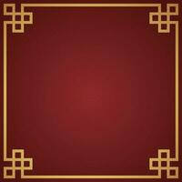 Vector chinese frame border, rectangle and circle design on red background