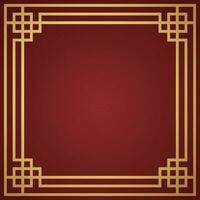 Vector chinese frame border, rectangle and circle design on red background