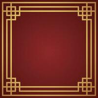 Vector chinese frame border, rectangle and circle design on red background