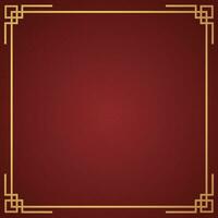 Vector chinese frame border, rectangle and circle design on red background