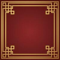 Vector chinese frame border, rectangle and circle design on red background