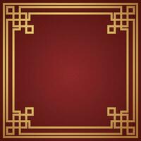 Vector chinese frame border, rectangle and circle design on red background