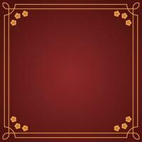 Vector chinese frame border, rectangle and circle design on red background