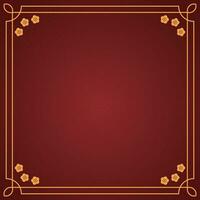 Vector chinese frame border, rectangle and circle design on red background