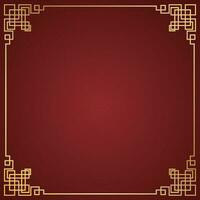 Vector chinese frame border, rectangle and circle design on red background