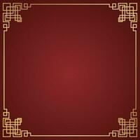 Vector chinese frame border, rectangle and circle design on red background