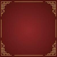 Vector chinese frame border, rectangle and circle design on red background