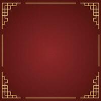 Vector chinese frame border, rectangle and circle design on red background