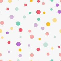 Simple minimalistic seamless pattern, playful hand drawn cute dots of different colors and sizes on a white background. Sugar sprinkles on a donut, confetti, cupcake. vector