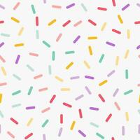 Simple minimalistic seamless pattern, multicolored fun hand drawn cute lines on a white background. Sugar sprinkles on donut, confetti. vector