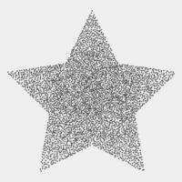 Vintage black star with five rays drawn with dots on a light background. Vector noisy element in stipplism style