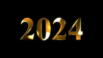 2024 text gold effect animation with black screen video