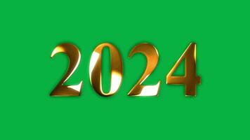 2024 testo oro effetto animazione con verde schermo video