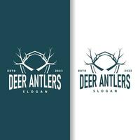 Deer logo, vintage wild deer hunter design deer antlers Product brand illustration vector