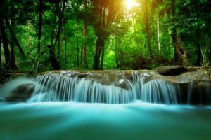 Small waterfall in the forest. photo