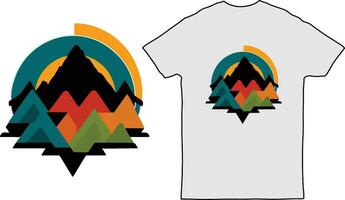 Mountain illustration of vintage print design for t shirt artwork for sticker, poster, background. vector