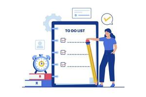 Checking on to do list. Vector flat illustration