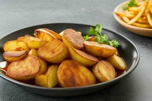 AI generated Traditional spanish fried potatoes. Pro Photo