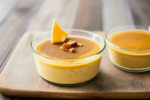 AI generated Caramel custard pudding. Pro Photo