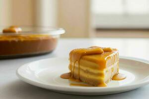 AI generated Caramel custard pudding. Pro Photo