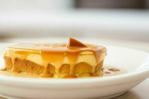 AI generated Caramel custard pudding. Pro Photo