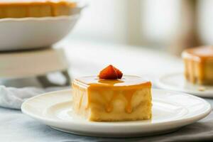 AI generated Caramel custard pudding. Pro Photo