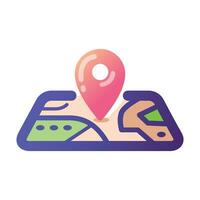 Illustration of brain location on the map. Geolocation icon vector