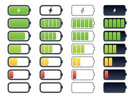 The battery charge indicator differs in charge level. Battery charge symbol vector