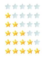 Five star rating. Star level. Stars ranking for evaluation of service quality and feedback vector