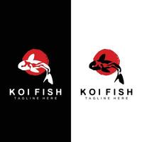 Koi Fish Logo Design Chinese Lucky Ornamental Fish Goldfish Company Brand vector