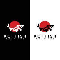 Koi Fish Logo Design Chinese Lucky Ornamental Fish Goldfish Company Brand vector