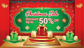 CHRISTMAS SALE SOCIAL MEDIA POST BACKGROUND BANNER FLYER DISCOUNT DECEMBER END YEAR TEMPLATE 6 vector