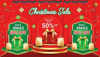 CHRISTMAS SALE SOCIAL MEDIA POST BACKGROUND BANNER FLYER DISCOUNT DECEMBER END YEAR TEMPLATE 8 vector