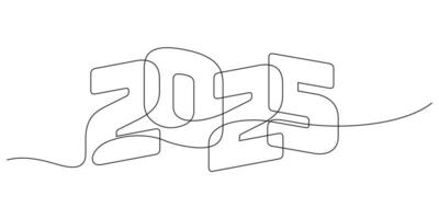 continuous line drawing 2025 beginning of the year thin line illustration overlapped vector