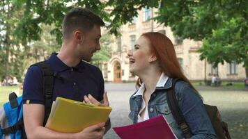 zwei Studenten Gespräche auf Campus video