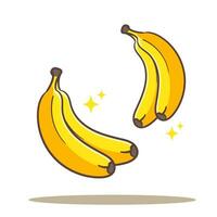 Floating banana cartoon vector illustration. Fruit and food concept design Flat style. isolated white background. Clip art icon design.